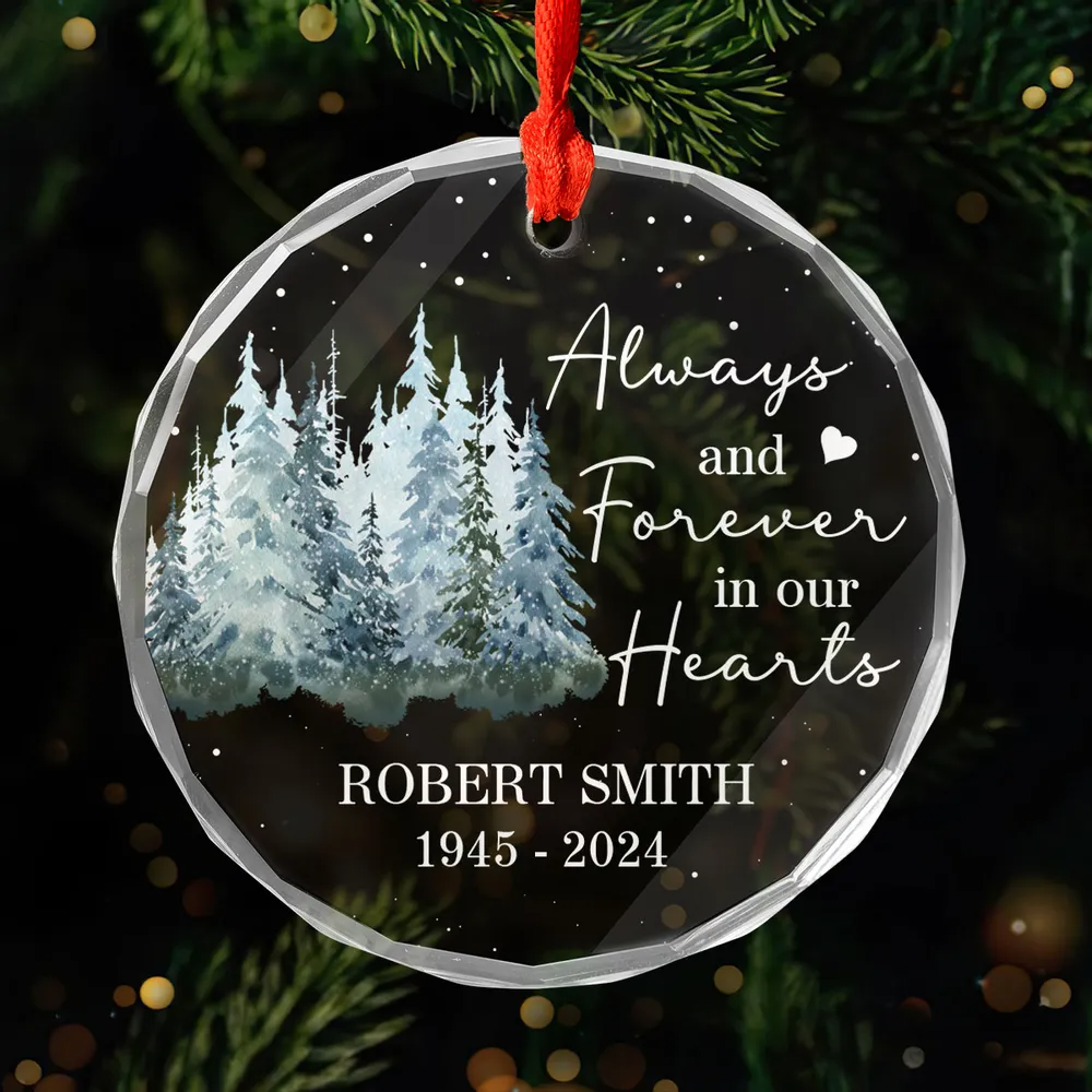 Always And Forever In Our Hearts Memorial Keepsake Personalized Acrylic Ornament