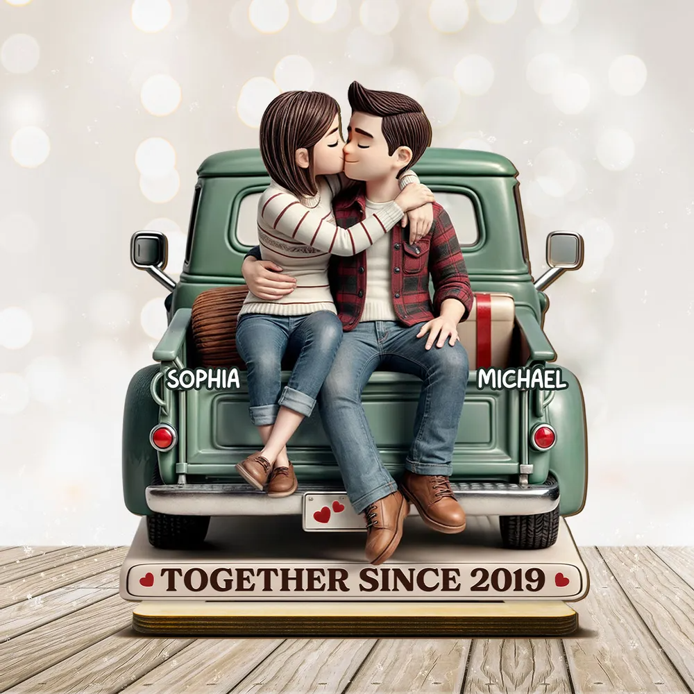 Couple On Truck Personalized Standing Wooden Plaque, Heartfelt Gift For Couple, For Him, For Her, Boyfriend, Girlfriend, Husband, Wife