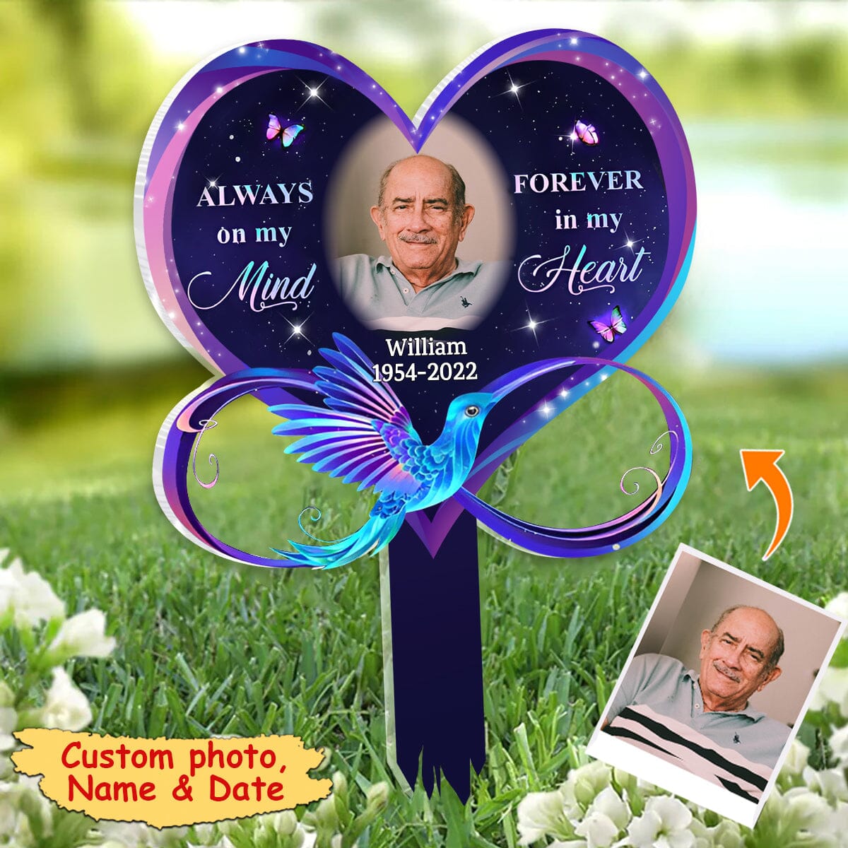 Personalized acrylic plaque stake memorial custom photo