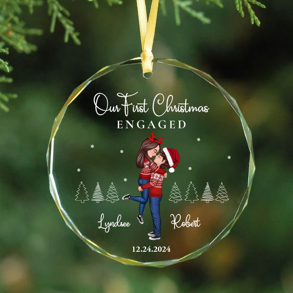 Our First Christmas Engaged Married, Newly Engaged Married Couple Personalized Ornament