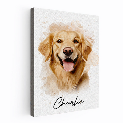 Personalized Watercolor Pet From Photo - Personalized Customized Canvas - New Pet Gift, Pet Memorial Gift