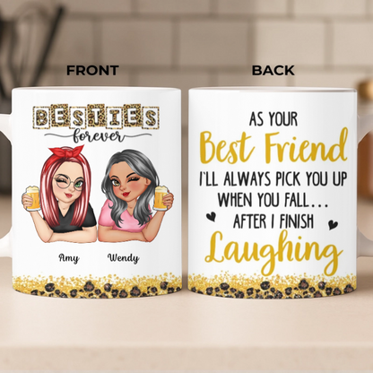 Custom Mug - Personalized Best Friend Birthday Gifts For Women, Besties, Sisters, BFF - Besties Make Every Day Brighter