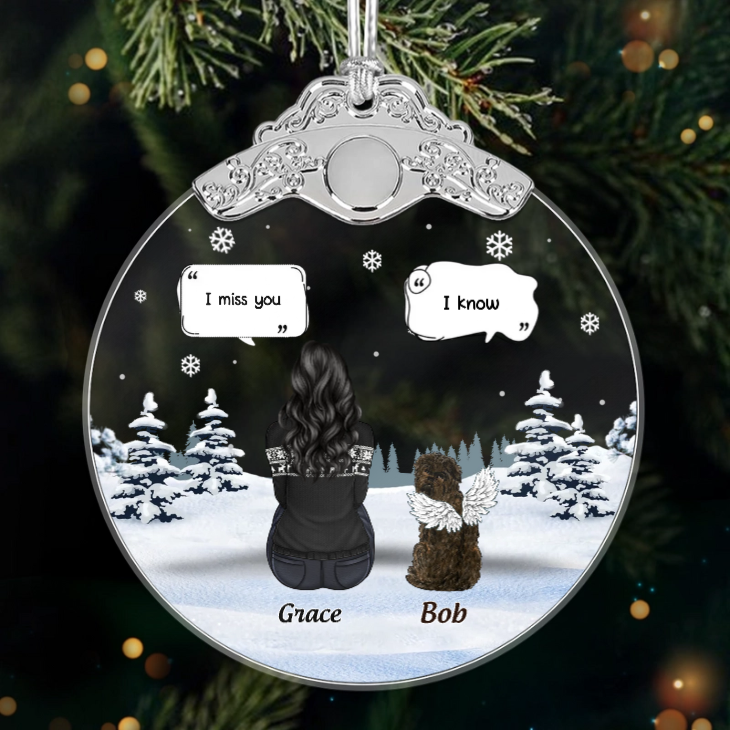 Custom Acrylic Ornament - Personalized Pet Christmas Memorial Sympathy Gifts For Dogs - Love Never Leaves