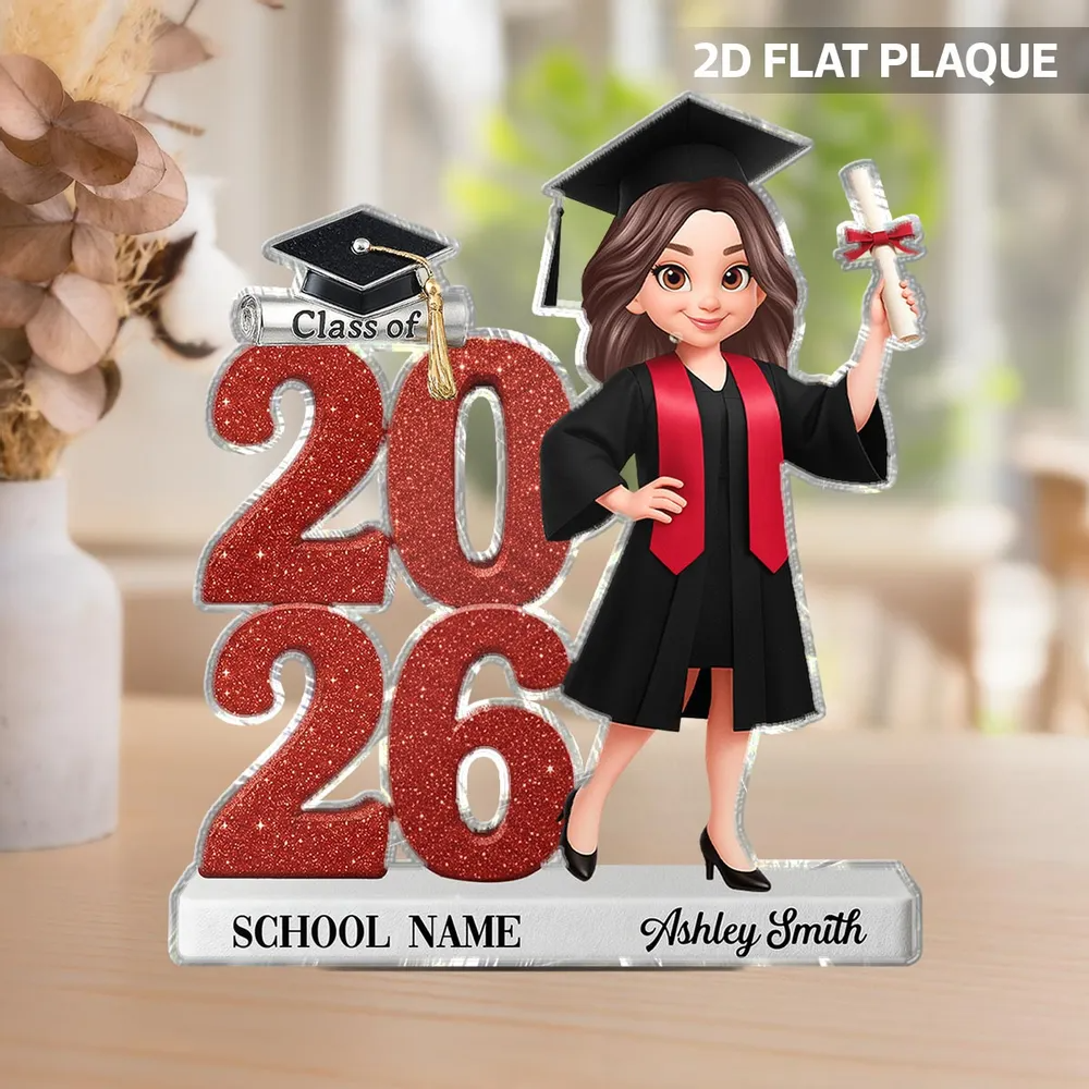 Class Of 2026 2027 Senior 2D Flat - Personalized Acrylic Block Plaque - Graduation Gift For Graduates, Daughter