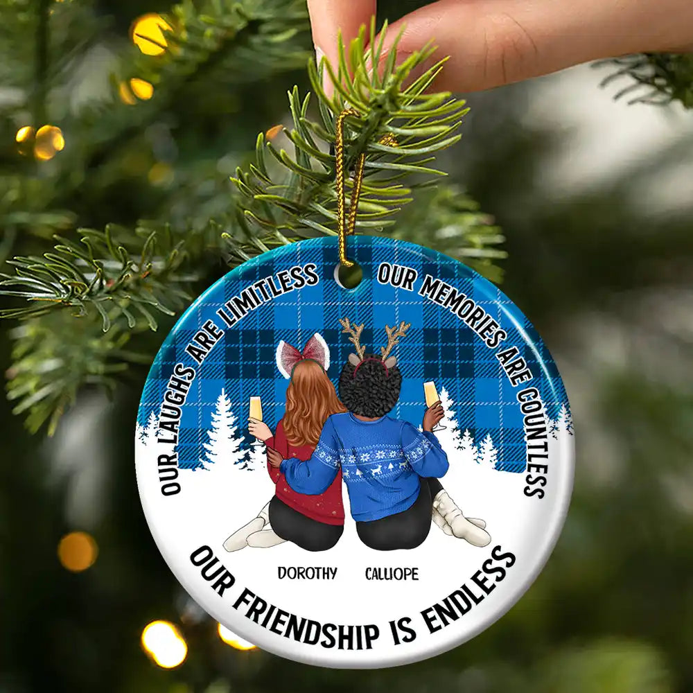 Our Friendship Is Endless - Personalized Circle Acrylic Ornament