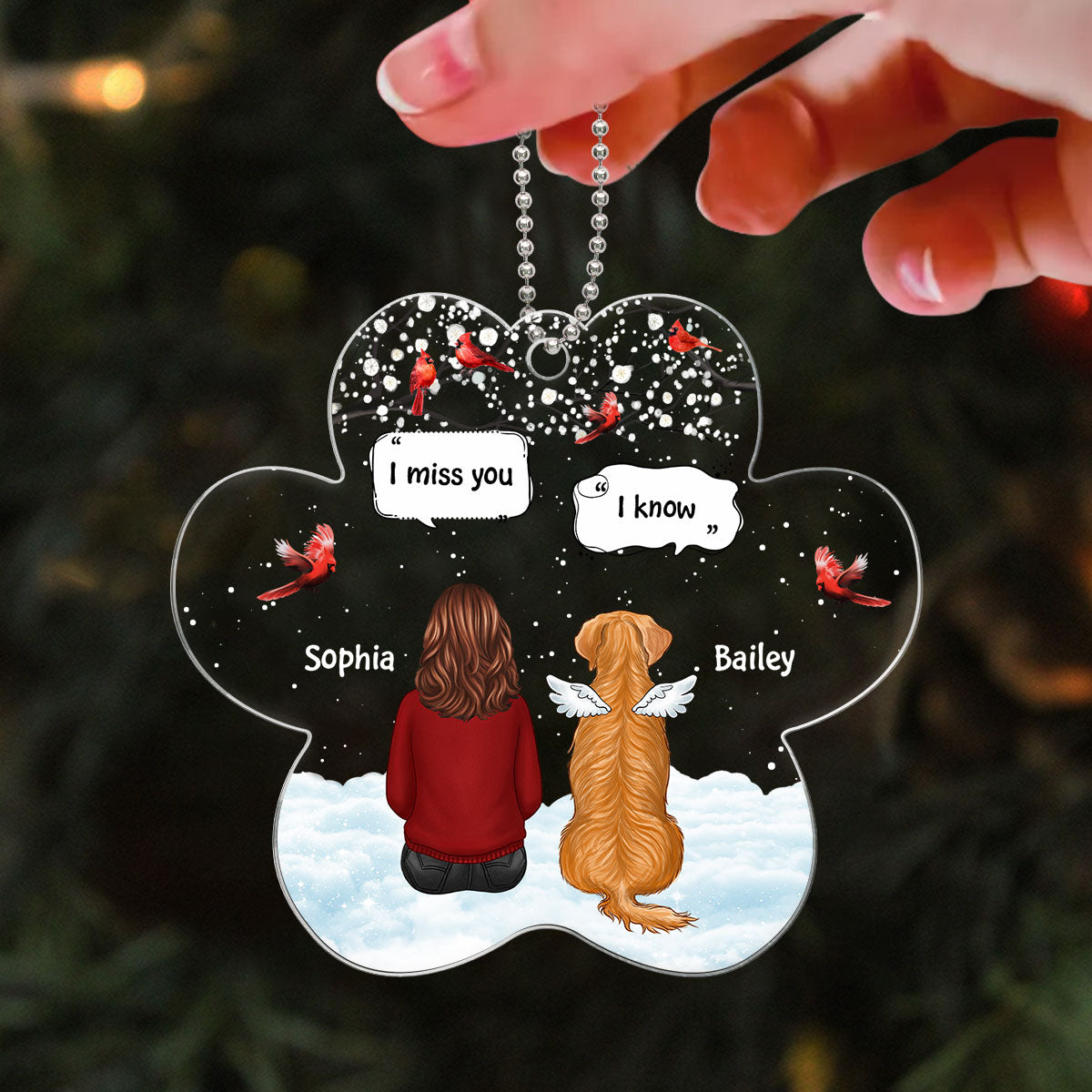 Blossom Tree Conversation Dogs Cats Pets Remembrance Memorial Gift Christmas Acrylic Ornament