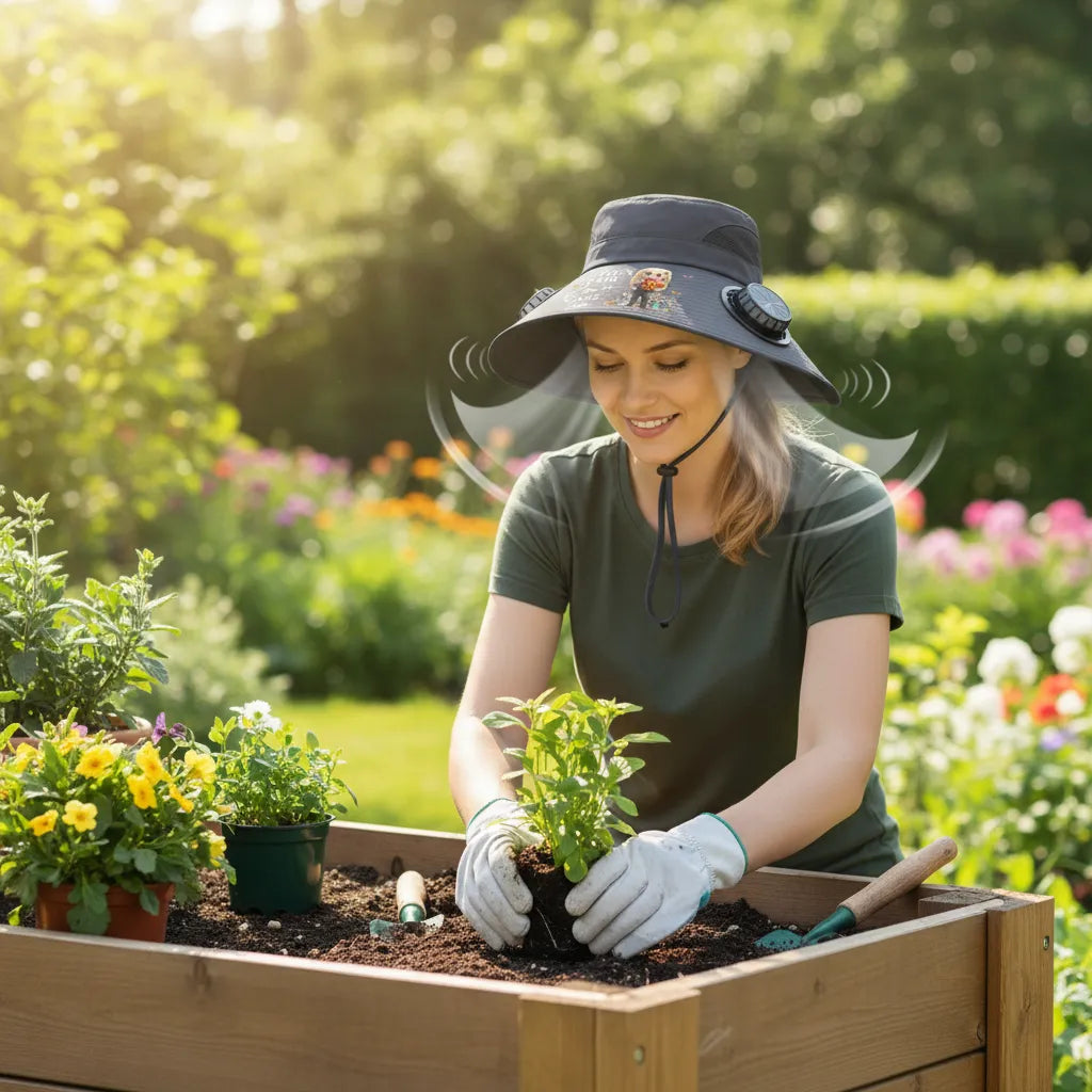 Custom Hat With Fans Solar Power - Personalized Garden Gifts For Gardeners - Garden Queen Vibes