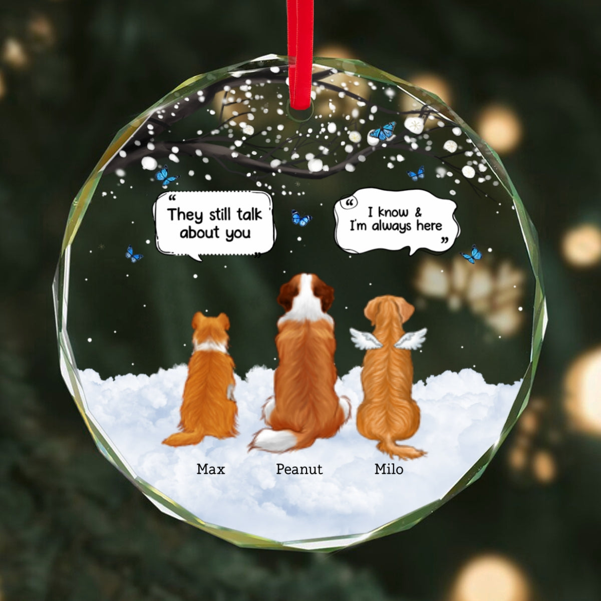 Pet Dog Cat Memorial Keepsake Sympathy Gift Personalized Glass Ornament