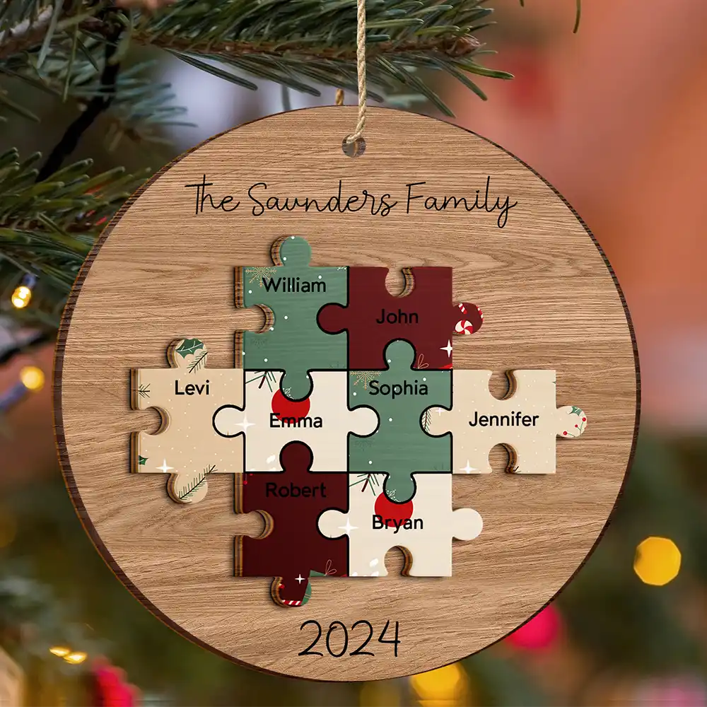 Family Puzzle - Christmas Gift For Family - Personalized 2-Layered Wooden Ornament