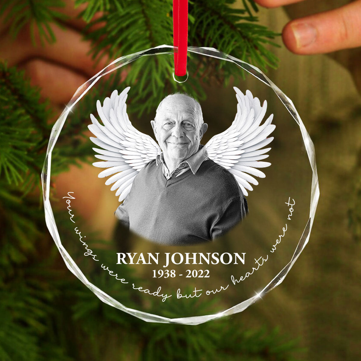 Photo Uploaded Memorial Personalized Glass Oranament, Christmas Decoration