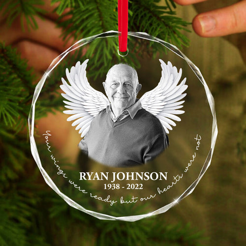 Photo Uploaded Memorial Personalized Glass Oranament, Christmas Decoration