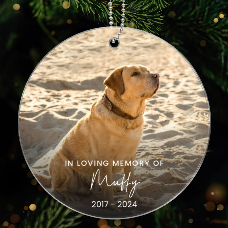 Custom Forever Loved Dog Cat Ornament, Dog Cat Remembrance Gift, Pet Memorial Christmas Decoration, Photo Keepsake