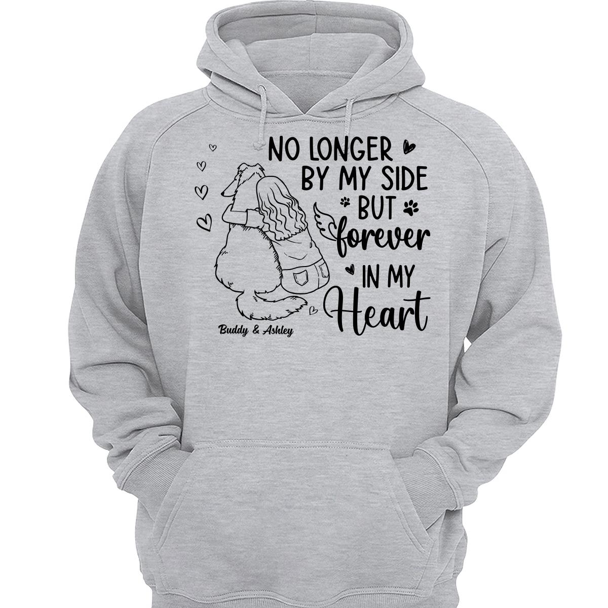 No Longer By My Side Forever In My Heart Woman Hugging Dog Memorial Personalized Shirt
