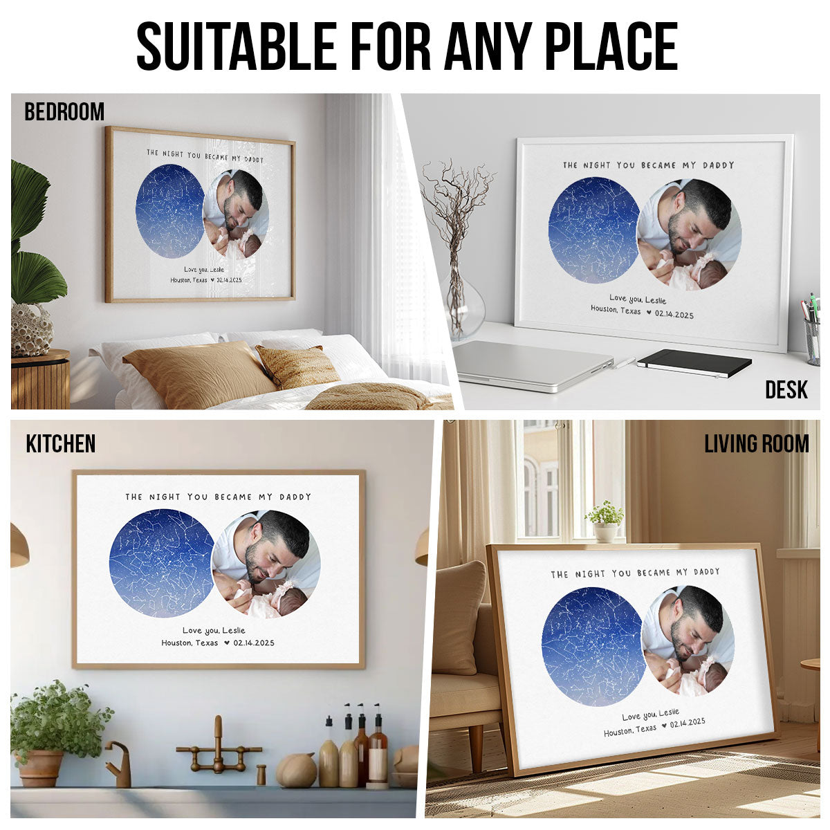 The Night You Became My Father Personalized Poster, Custom Star Map by Location & Date, Unique Heartfelt Gift for Dad, Gift for him