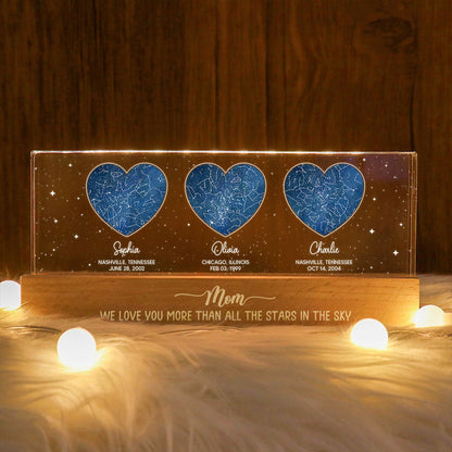 Under This Sky You Became Our Mom Custom Star Map Personalized Acrylic LED Night Light, Heartfelt Mother's Day Gift Birthday Gift Just Because Gift For Mom