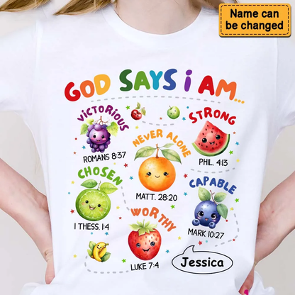 Personalized Gift For Grandkids God Says I Am Cute Baby Fruits Kid T Shirt - Kid Hoodie - Kid Sweatshirt