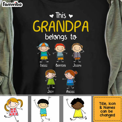 Personalized 'This Grandpa Belongs To' Hoodie, Shirt, Sweatshirt & Doodle Kid Gift