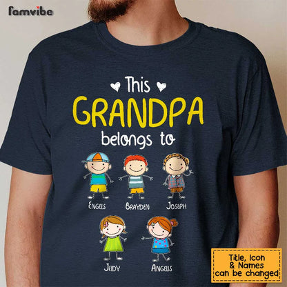 Personalized 'This Grandpa Belongs To' Hoodie, Shirt, Sweatshirt & Doodle Kid Gift