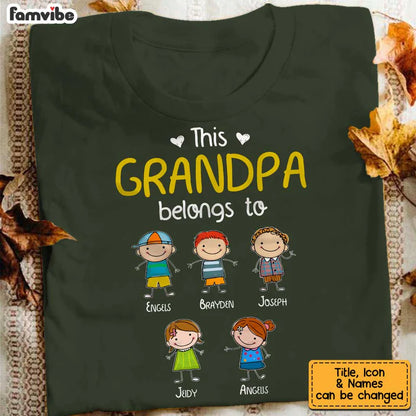 Personalized 'This Grandpa Belongs To' Hoodie, Shirt, Sweatshirt & Doodle Kid Gift