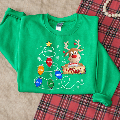 Mimi Reindeer And Grandkids Lights Christmas Sweatshirt