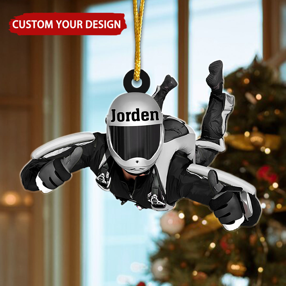 Parachuter Personalized Christmas Ornament, Gift For Extreme Sports Lover