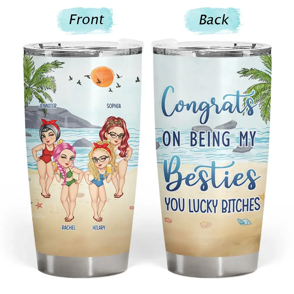 20oz Beach Bestie Congrats On Being My Bestie - Personalized Tumbler 20oz Tumbler The Next Custom Gift