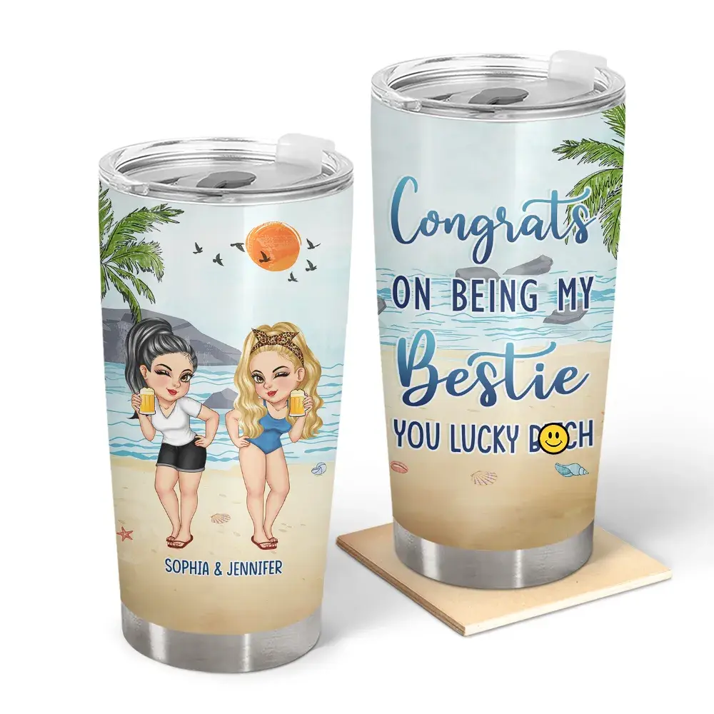 20oz Beach Bestie Congrats On Being My Bestie - Personalized Tumbler 20oz Tumbler The Next Custom Gift