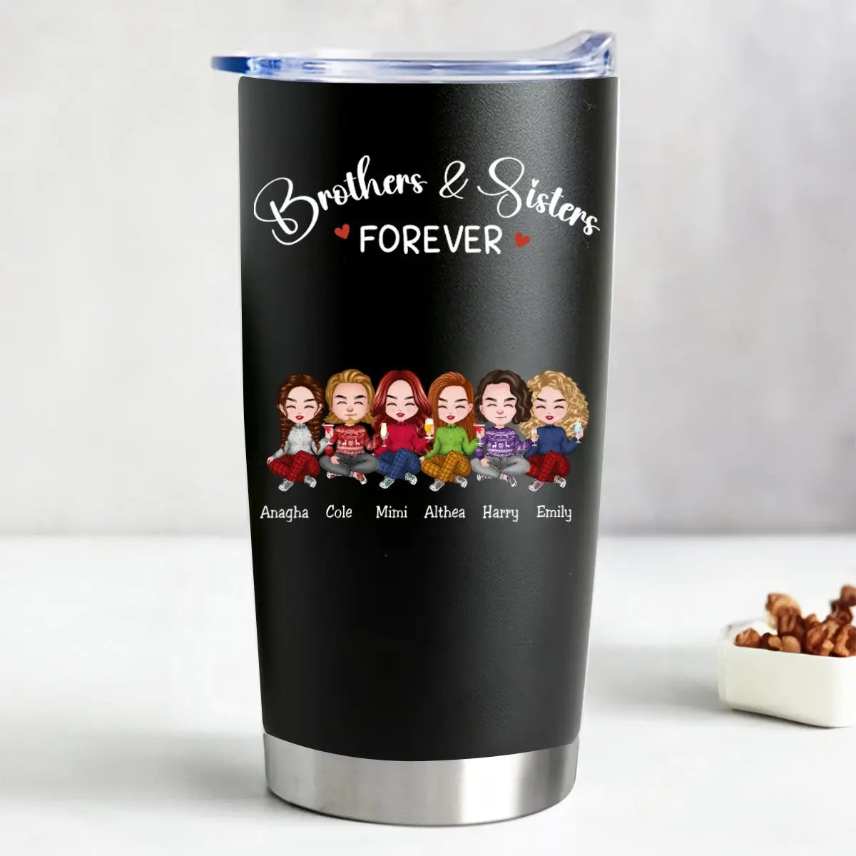 20oz Brothers & Sisters Forever - Personalized Tumbler (BL) Tumbler The Next Custom Gift