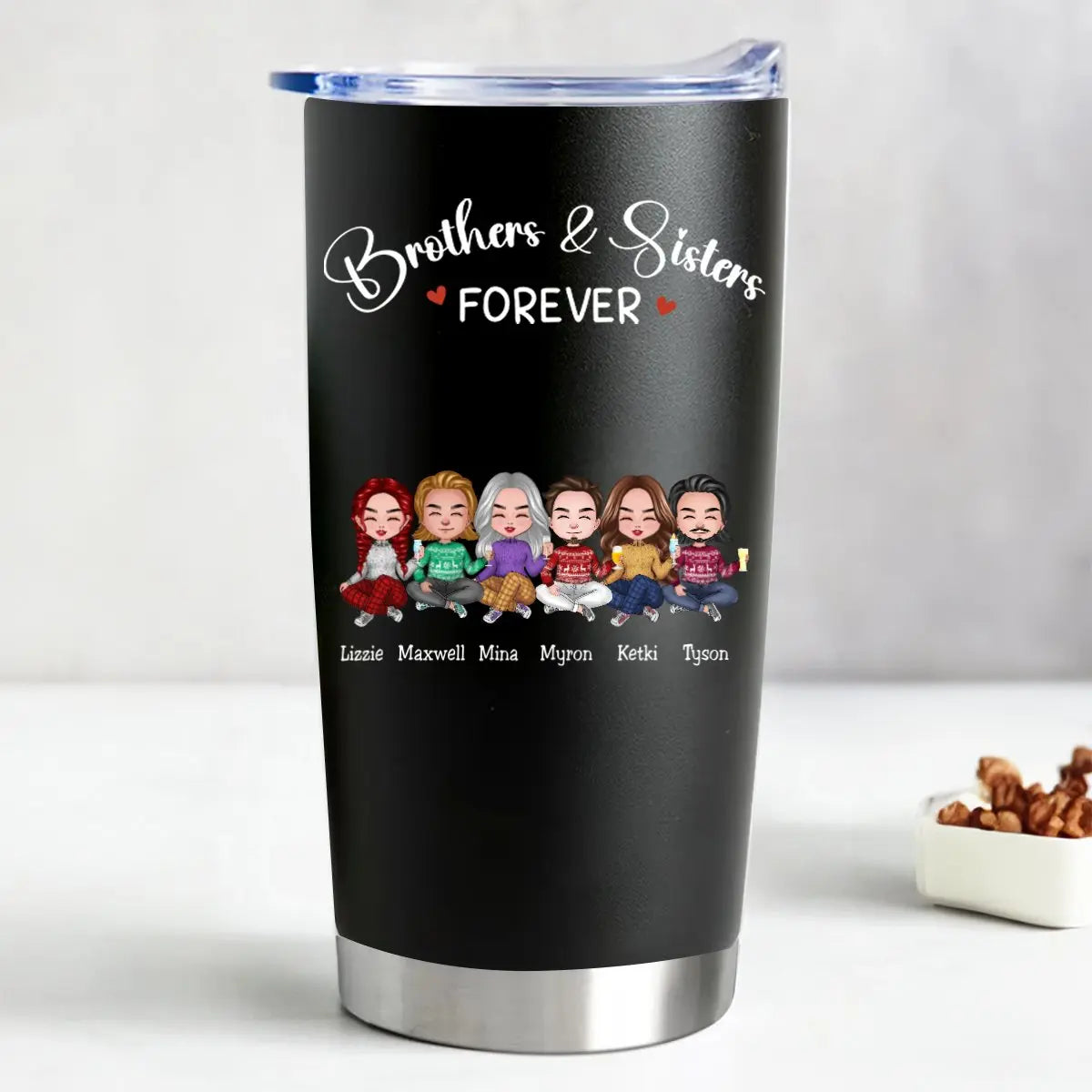 20oz Brothers & Sisters Forever - Personalized Tumbler (BL) Tumbler The Next Custom Gift