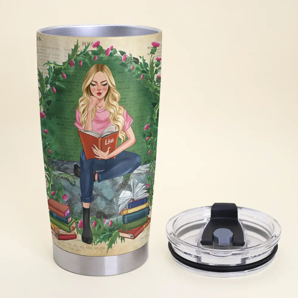 20oz Custom Book Titles - Personalized Tumbler Cup For Book Lover - A Sitting Girl, Read And Chill 20oz Tumbler The Next Custom Gift