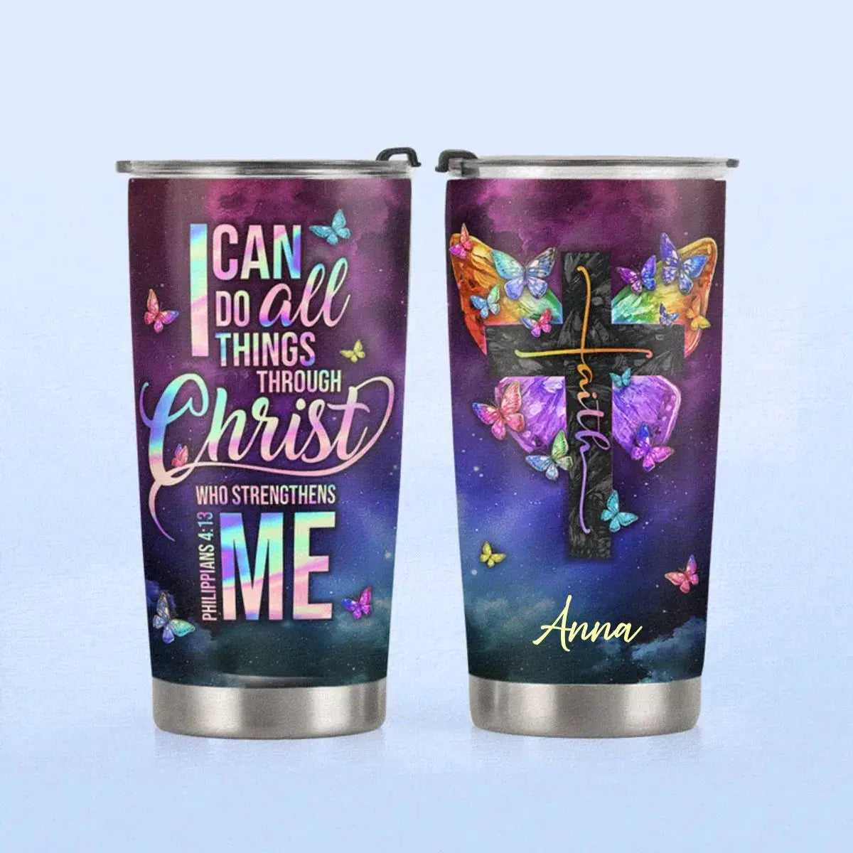 20oz Faith - I Can Do All Thing Through Christ - Personalized Tumbler Tumbler The Next Custom Gift