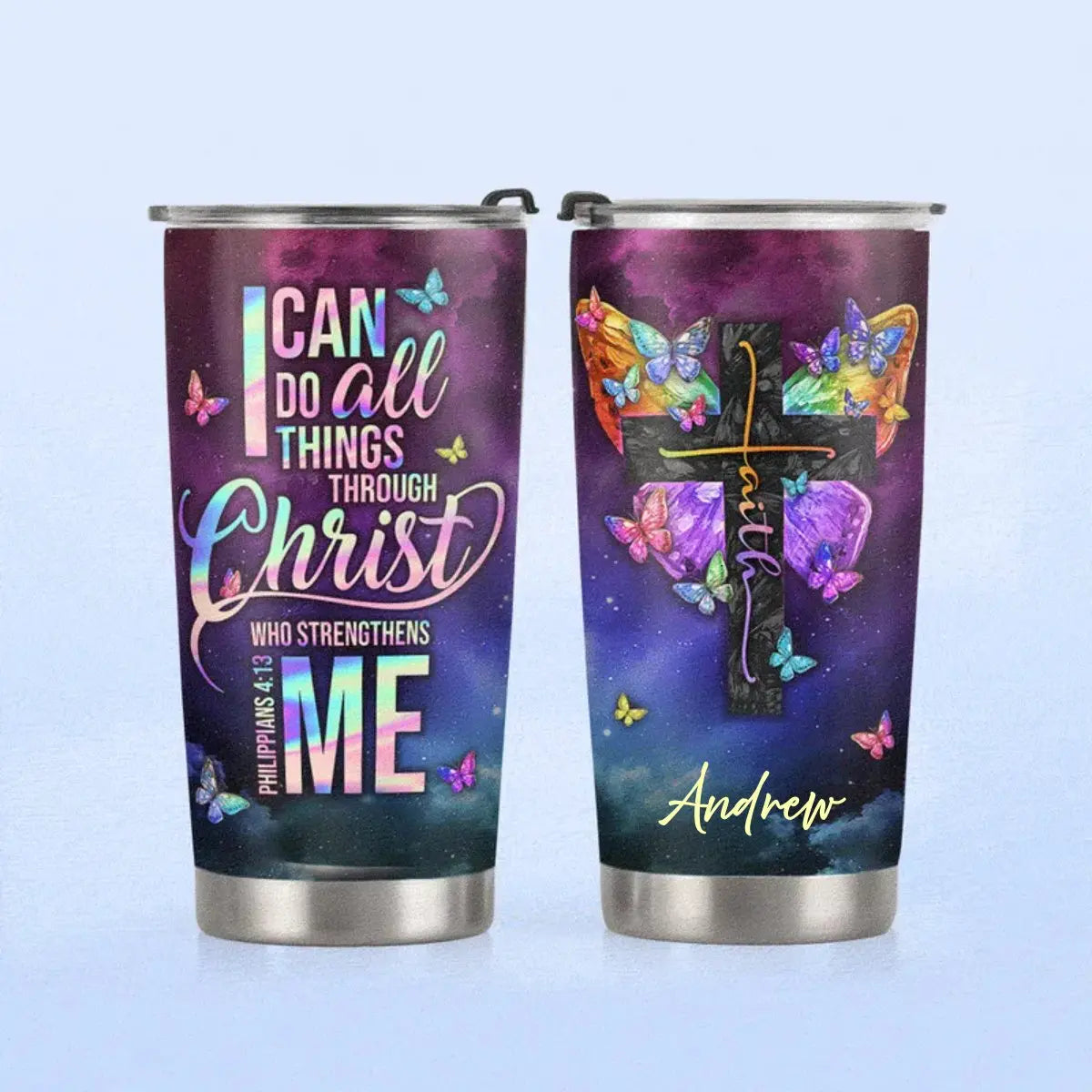 20oz Faith - I Can Do All Thing Through Christ - Personalized Tumbler Tumbler The Next Custom Gift