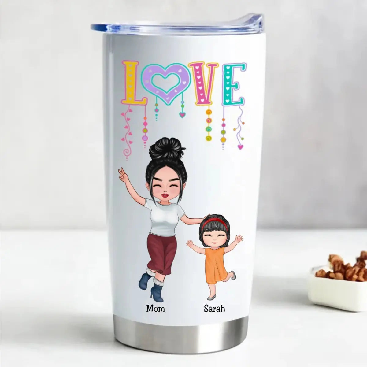 20oz Love Happy Doll Grandma Mom With Kids - Personalized Tumbler Tumbler The Next Custom Gift