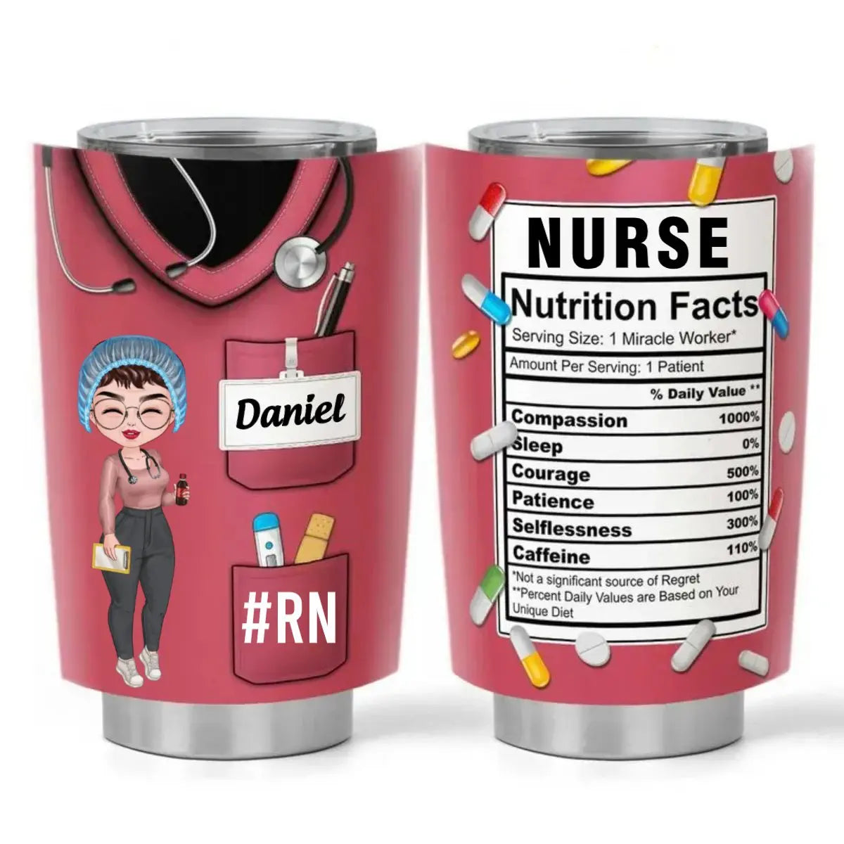 20oz Nurse - Nurse Nutrition Facts New Version - Personalized Tumbler Tumbler The Next Custom Gift