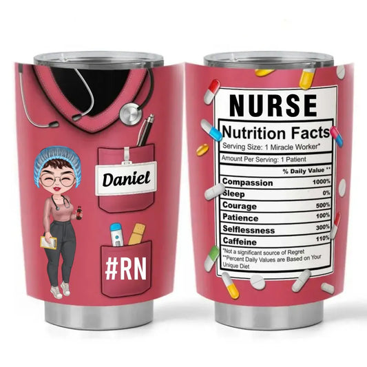 20oz Nurse - Nurse Nutrition Facts New Version - Personalized Tumbler
