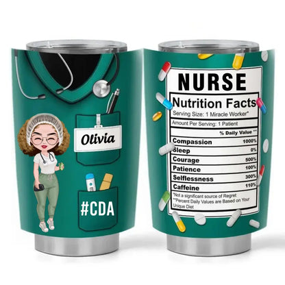 20oz Nurse - Nurse Nutrition Facts New Version - Personalized Tumbler Tumbler The Next Custom Gift