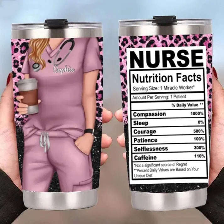 20oz Nurses - Nurse Life Nutrition Facts - Personalized Tumbler - The Next Custom Gift  Tumbler