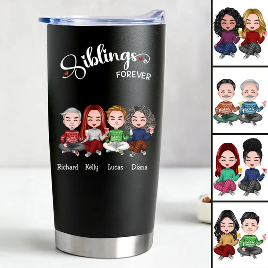 20oz Siblings Forever - Personalized Tumbler (BL) Tumbler The Next Custom Gift