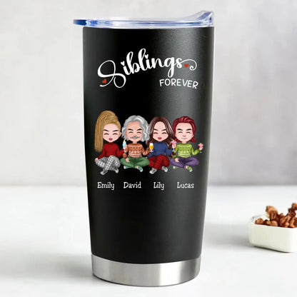 20oz Siblings Forever - Personalized Tumbler (BL) Tumbler The Next Custom Gift