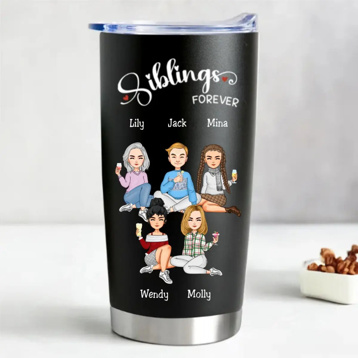 20oz Siblings Forever - Personalized Tumbler (II) Tumbler The Next Custom Gift