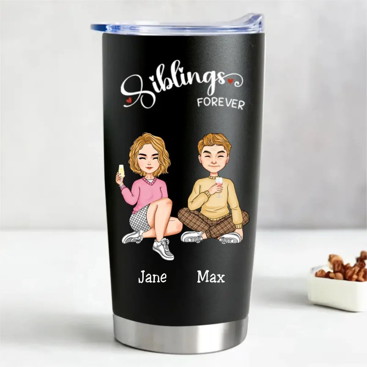 20oz Siblings Forever - Personalized Tumbler (II) Tumbler The Next Custom Gift