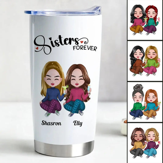 20oz Sisters Forever - Personalized Tumbler Tumbler The Next Custom Gift