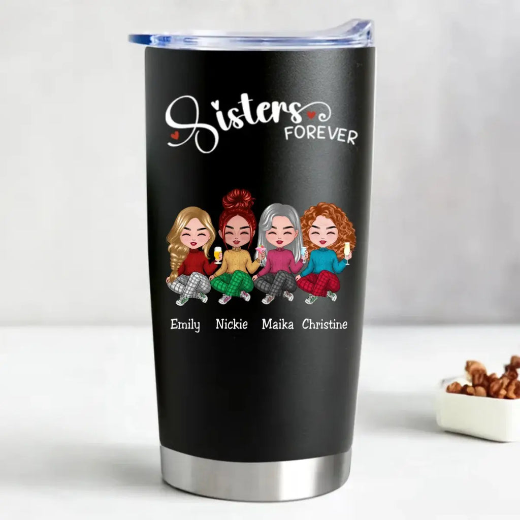 20oz  Sisters Forever - Personalized Tumbler (BL) Tumbler The Next Custom Gift