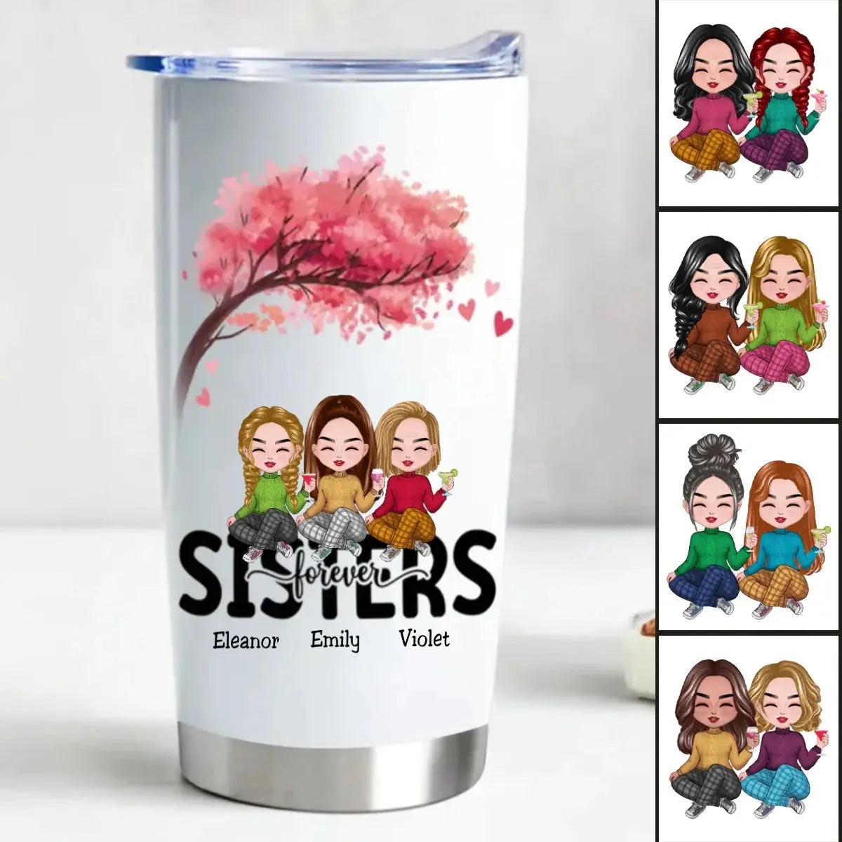 20oz Sisters Forever - Personalized Tumbler (TB) Tumbler The Next Custom Gift