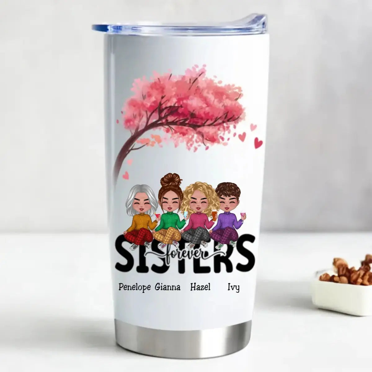 20oz Sisters Forever - Personalized Tumbler (TB) Tumbler The Next Custom Gift