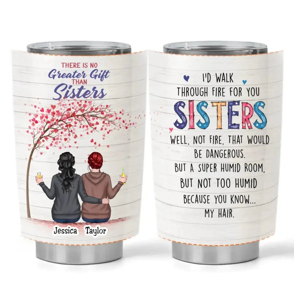 20oz - There Is No Greater Gift Than Sisters - Personalized Tumbler Cup Tumbler The Next Custom Gift