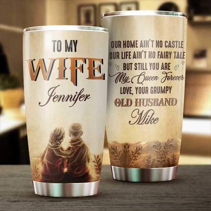 20oz - To My Wife, You Are My Queen Forever - Couple Personalized Custom Tumbler Tumbler The Next Custom Gift