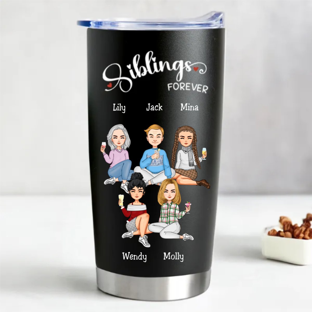 20oz Siblings Forever - Personalized Tumbler (II) - The Next Custom Gift