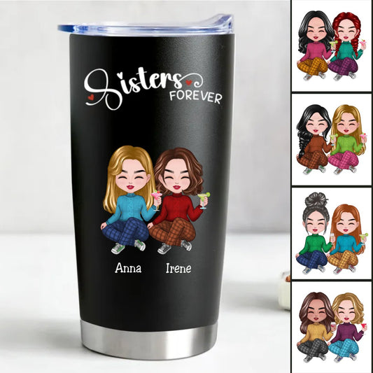 20oz Sisters Forever - Personalized Tumbler (BL) - The Next Custom Gift