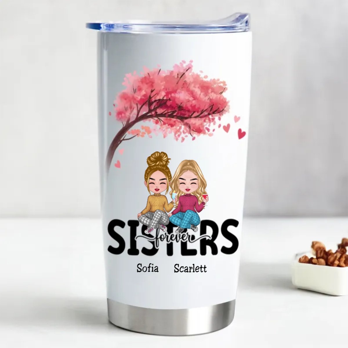 20oz Sisters Forever - Personalized Tumbler (TB) - The Next Custom Gift